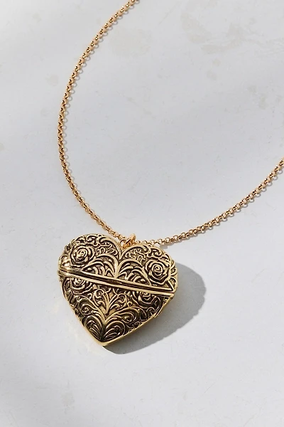 Dogwood Engraved Heart Locket Necklace