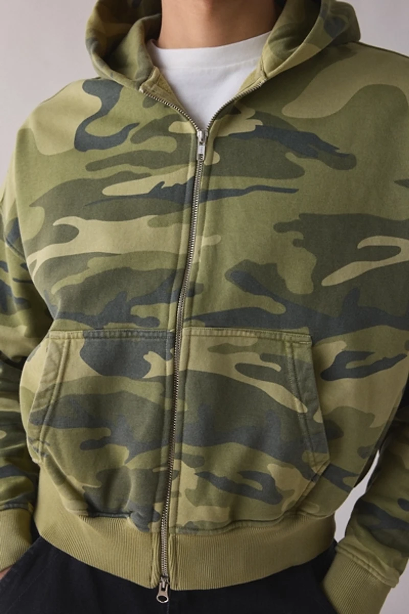 Shaka Wear Cropped Two-Way Zip Hoodie Sweatshirt