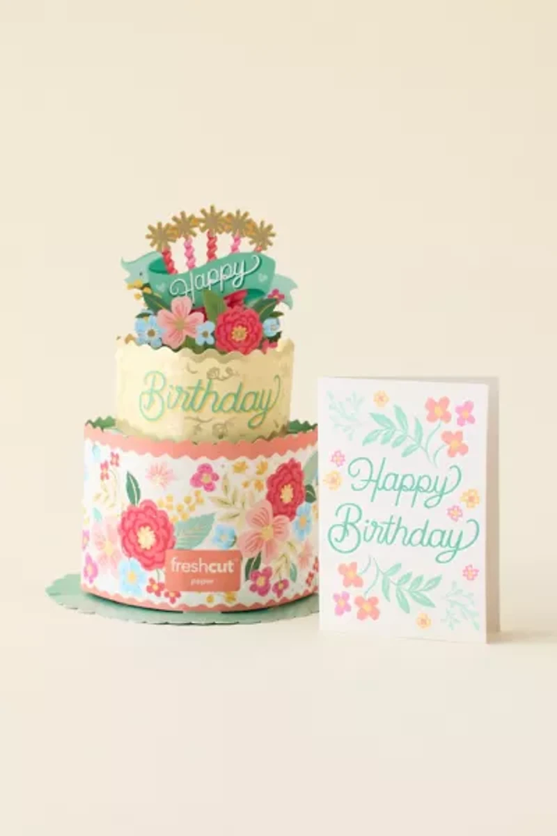 FreshCut Paper Mini Blooming Cake Pop-Up Birthday Card