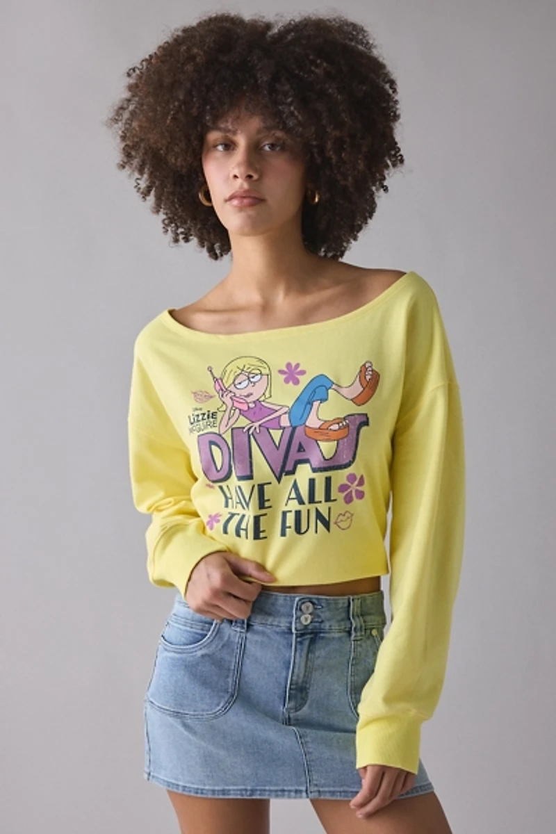 Lizzie McGuire Graphic Off-The-Shoulder Pullover