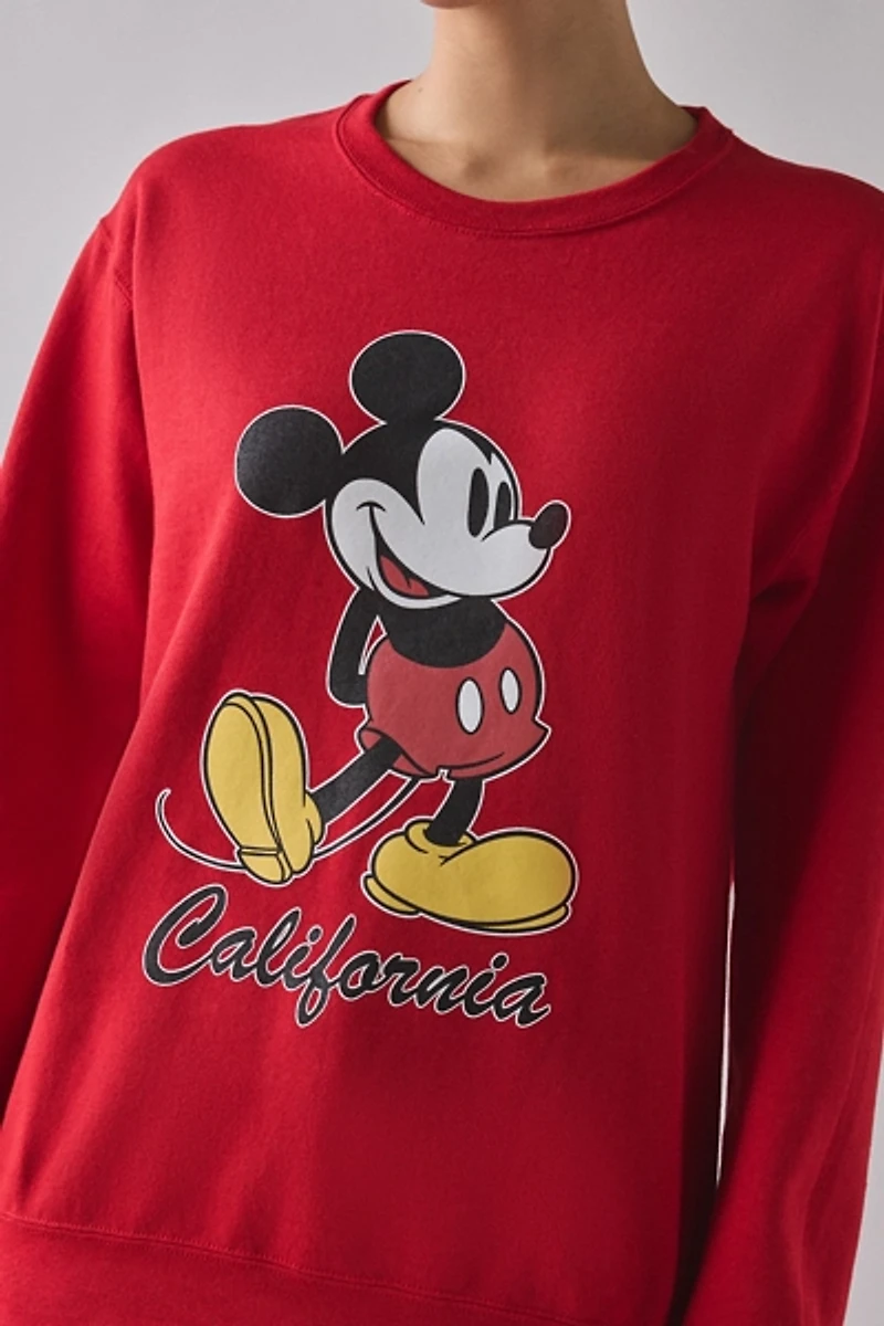 Mickey Mouse California Graphic Crew Neck Pullover Sweatshirt