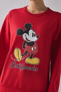 Mickey Mouse California Graphic Crew Neck Pullover Sweatshirt