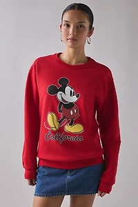 Mickey Mouse California Graphic Crew Neck Pullover Sweatshirt