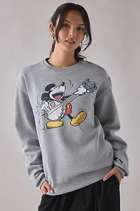 Mickey Mouse Banjo Graphic Crew Neck Pullover Sweatshirt