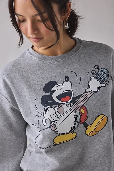 Mickey Mouse Banjo Graphic Crew Neck Pullover Sweatshirt