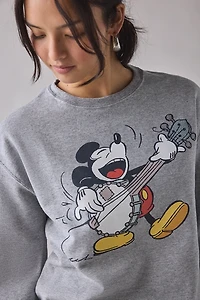 Mickey Mouse Banjo Graphic Crew Neck Pullover Sweatshirt