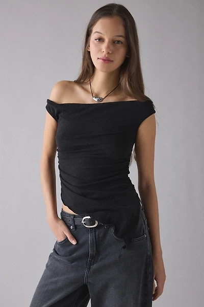 UO Peggy Jersey Knit Asymmetrical Off-The-Shoulder Top