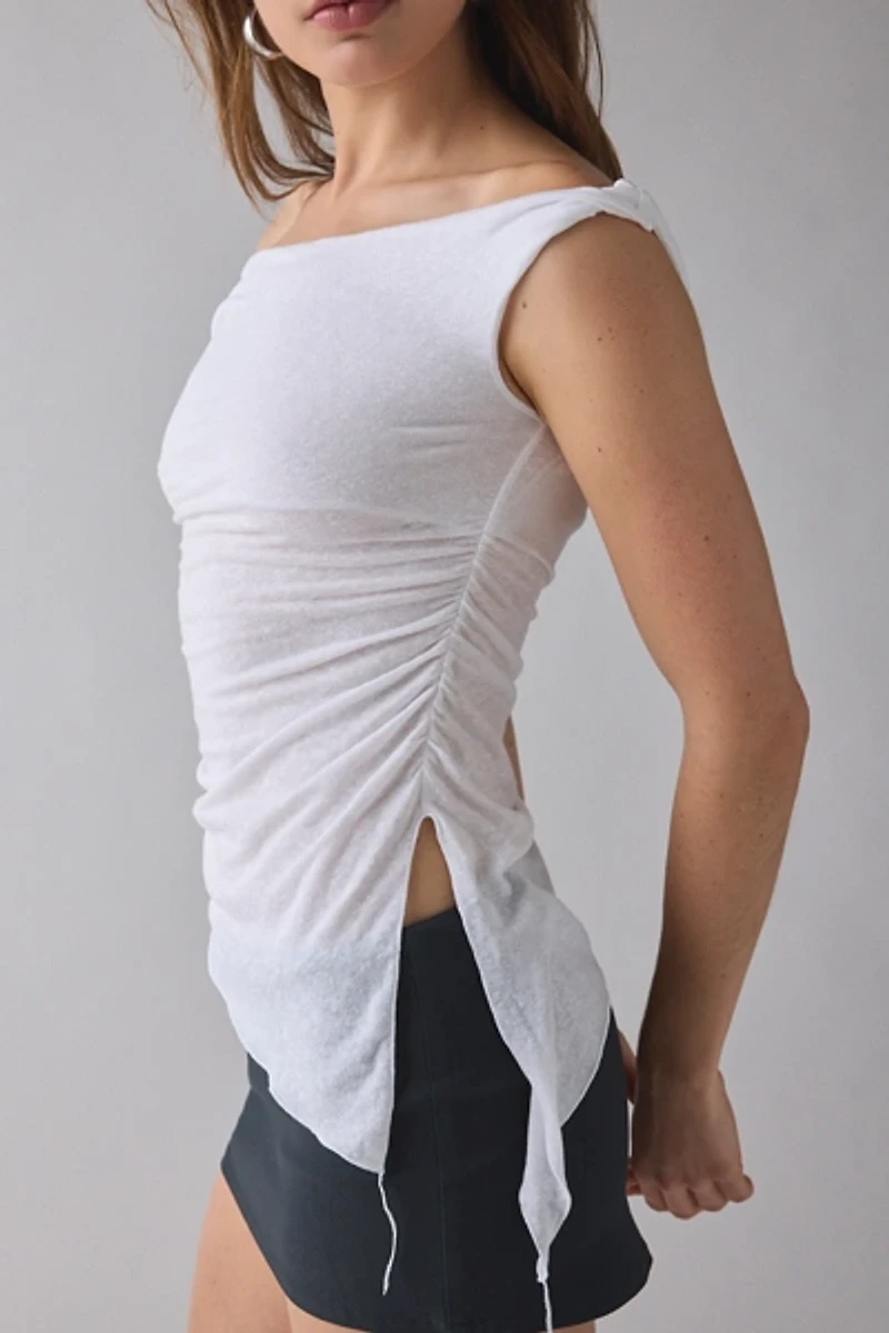 UO Peggy Jersey Knit Asymmetrical Off-The-Shoulder Top