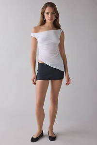 UO Peggy Jersey Knit Asymmetrical Off-The-Shoulder Top