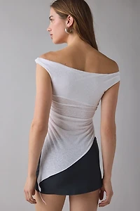 UO Peggy Jersey Knit Asymmetrical Off-The-Shoulder Top