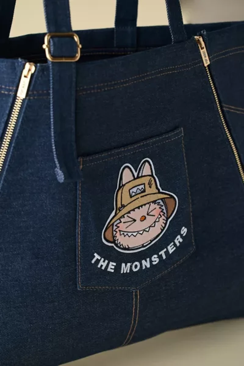 POP MART The Monsters Labubu Fall In Wild Series Denim Apron & Tote Bag