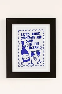 AthenesAtelier Drink Champagne Coastal Art Print