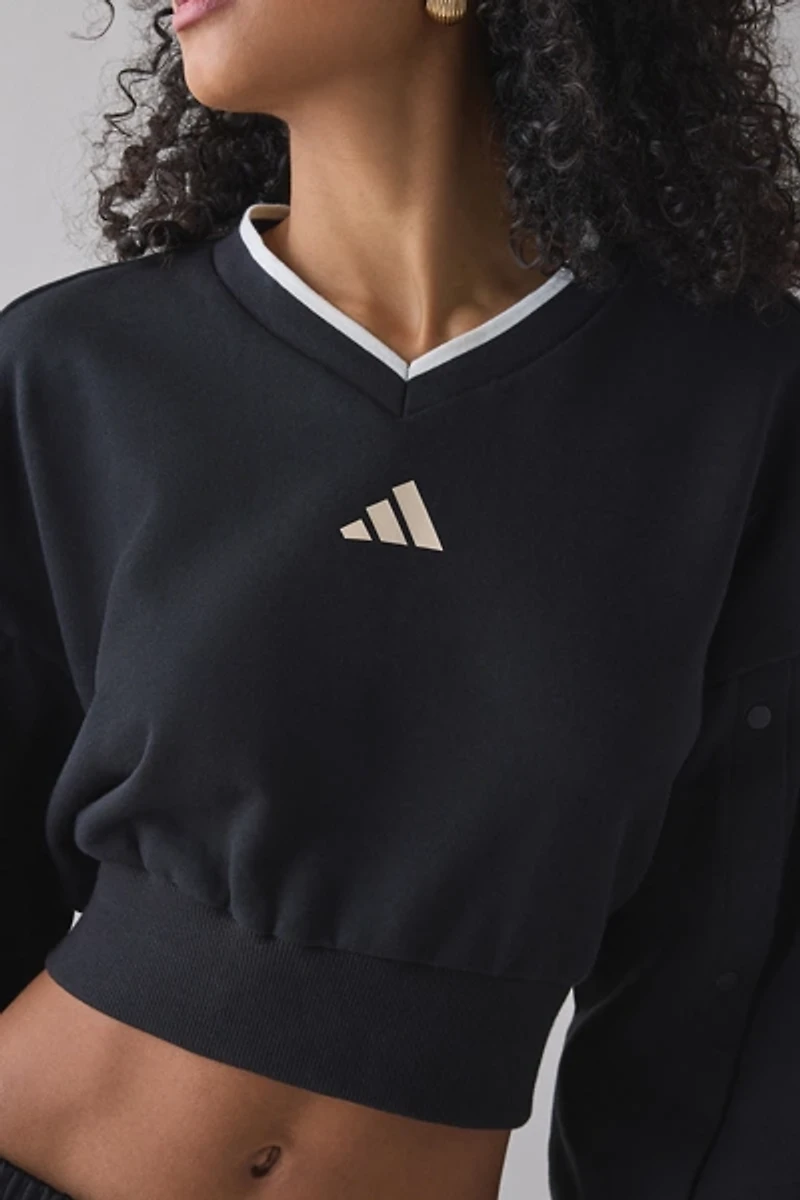 adidas Stadium V-Neck Snap Sleeve Pullover Sweatshirt