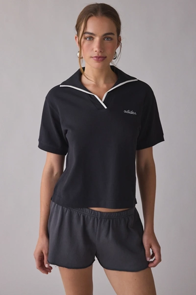 adidas Color Pop Short Sleeve Cropped Polo Shirt