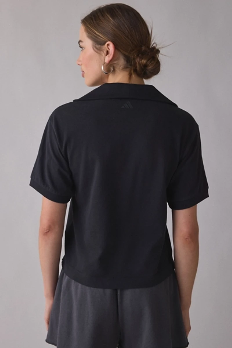 adidas Color Pop Short Sleeve Cropped Polo Shirt