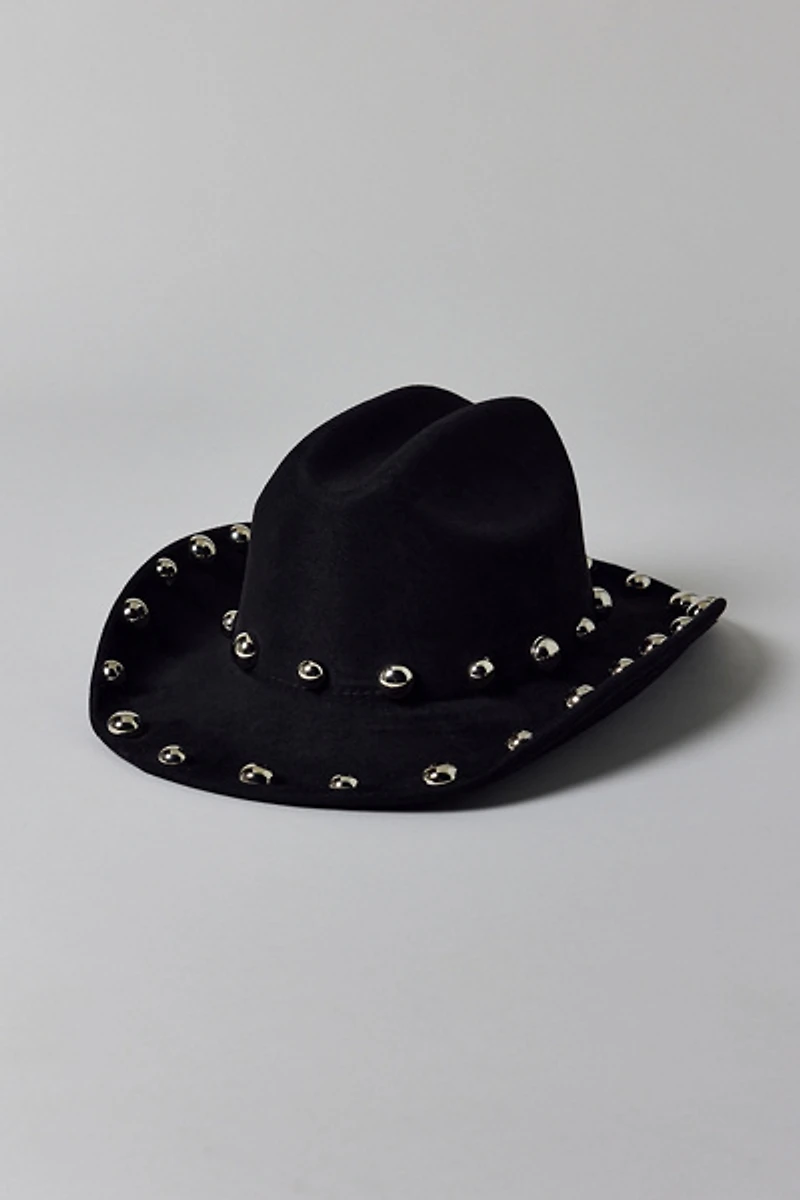 Faux Suede Studded Cowboy Hat