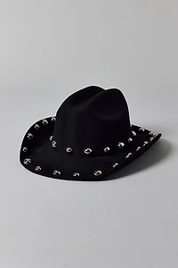 Faux Suede Studded Cowboy Hat