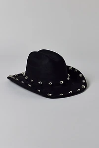 Faux Suede Studded Cowboy Hat