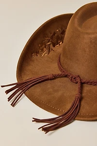 Floral Faux Suede Cowboy Hat