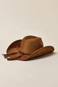 Floral Faux Suede Cowboy Hat