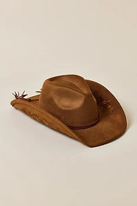 Floral Faux Suede Cowboy Hat