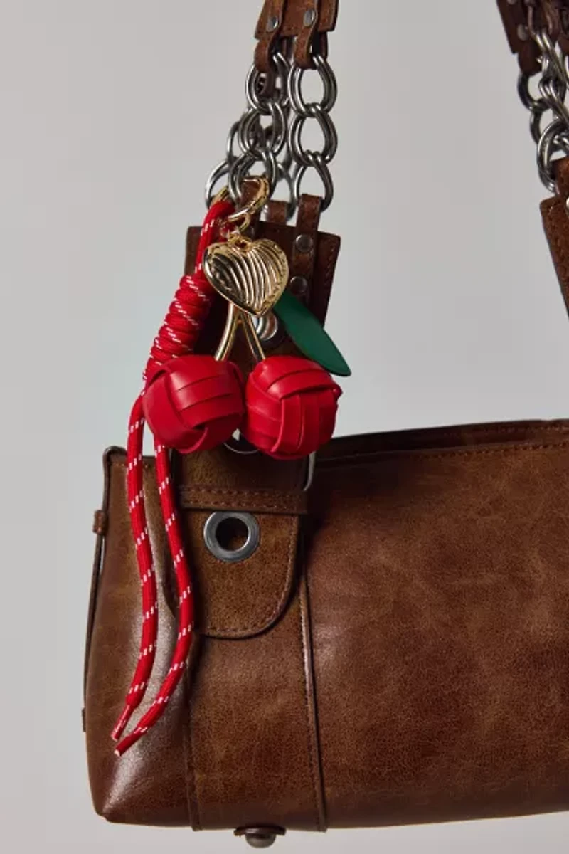 Leather Cherry Keychain