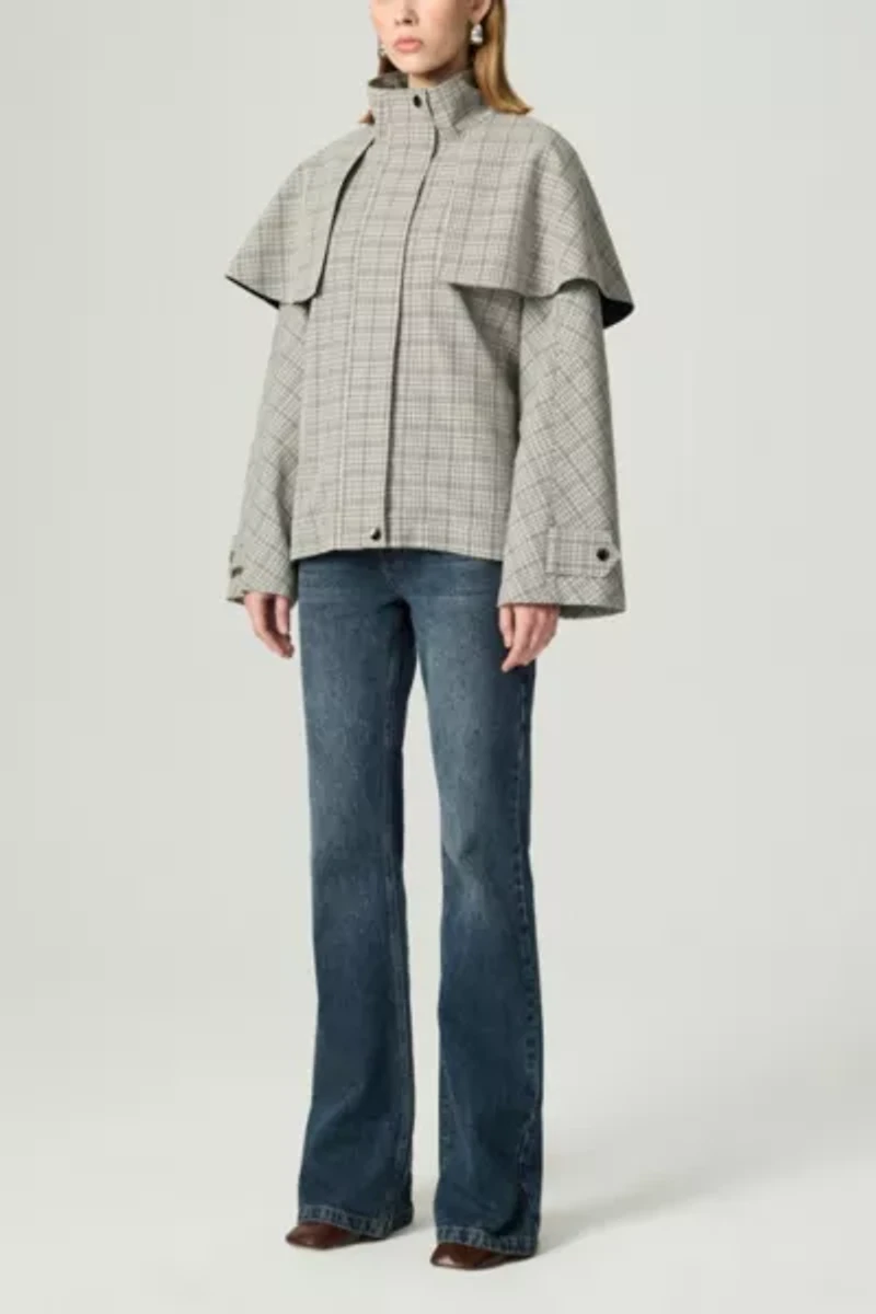 Nocturne Checkered Cape Trench Coat