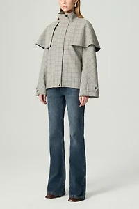 Nocturne Checkered Cape Trench Coat