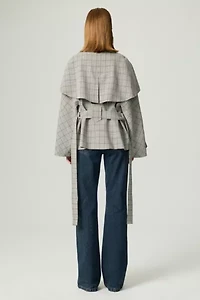 Nocturne Checkered Cape Trench Coat