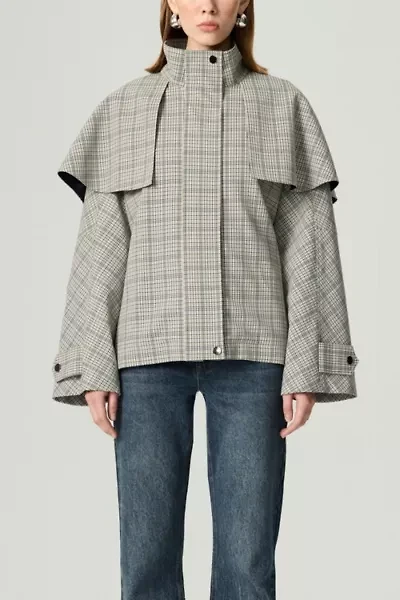 Nocturne Checkered Cape Trench Coat