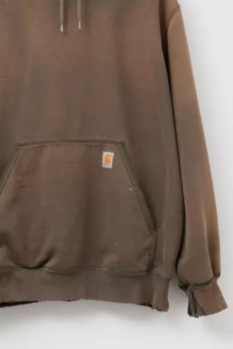 Vintage Y2K Carhartt Heavily Distressed Brown Hoodie Sweatshirt