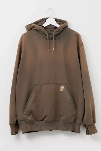 Vintage Y2K Carhartt Heavily Distressed Brown Hoodie Sweatshirt