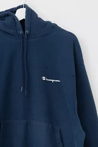 Vintage Y2K Distressed Champion Reverse Weave Heavyweight Navy Blue Hoodie Pullover Sweatshirt