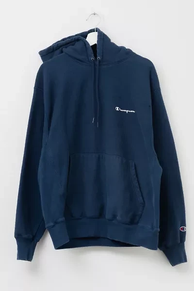 Vintage Y2K Distressed Champion Reverse Weave Heavyweight Navy Blue Hoodie Pullover Sweatshirt