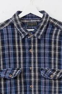 Vintage Y2K Heavyweight Cotton Blue and White Plaid Flannel Button Up Shirt