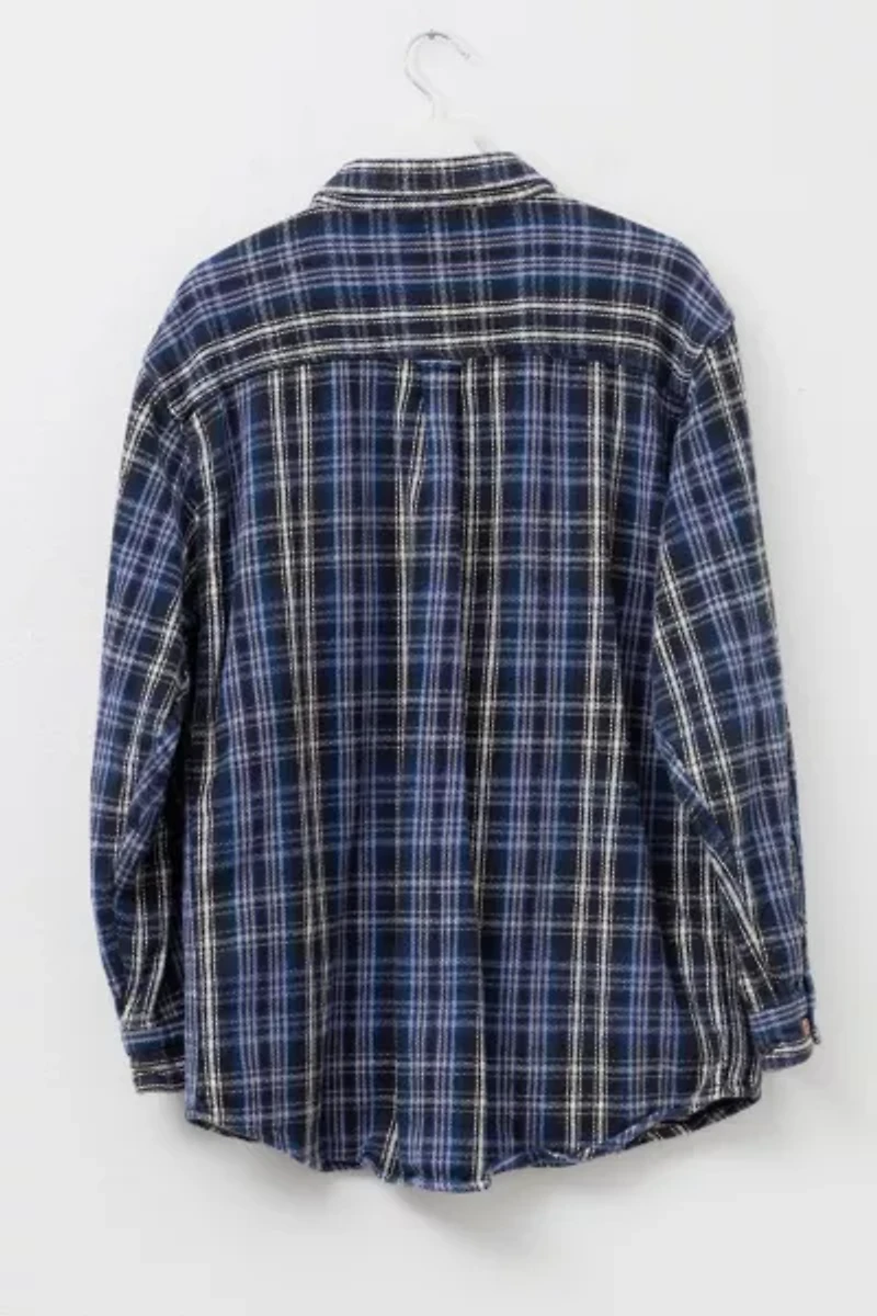 Vintage Y2K Heavyweight Cotton Blue and White Plaid Flannel Button Up Shirt