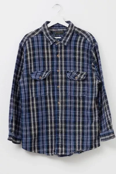 Vintage Y2K Heavyweight Cotton Blue and White Plaid Flannel Button Up Shirt