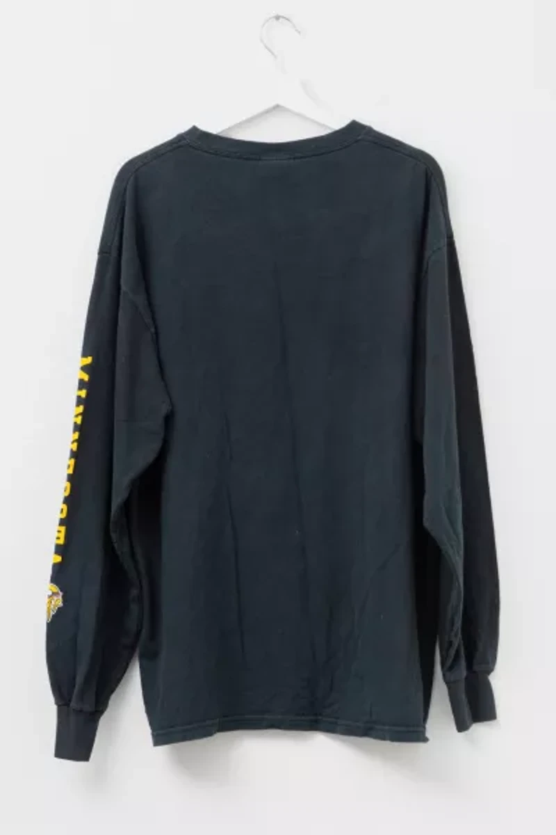 Vintage Y2K Minnesota Vikings NFL Black Graphic Long Sleeve T-Shirt