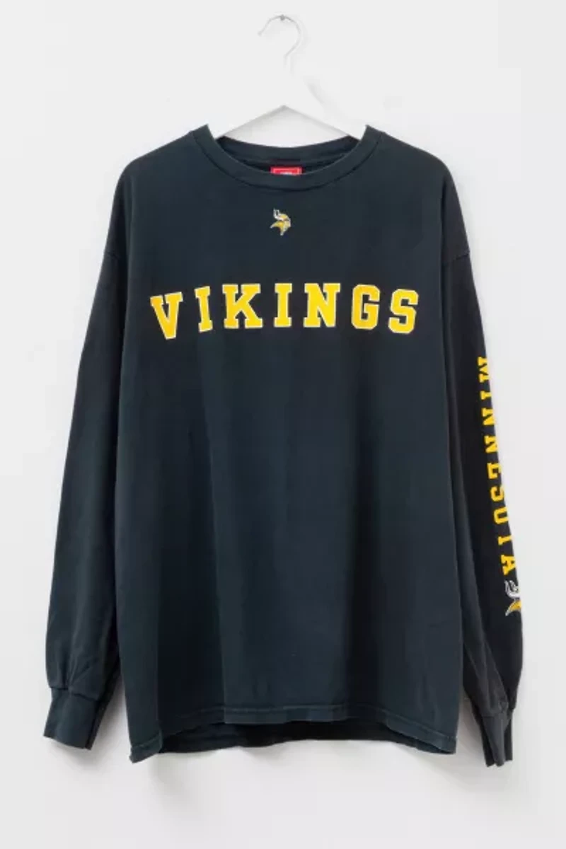 Vintage Y2K Minnesota Vikings NFL Black Graphic Long Sleeve T-Shirt