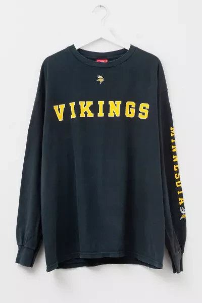Vintage Y2K Minnesota Vikings NFL Black Graphic Long Sleeve T-Shirt