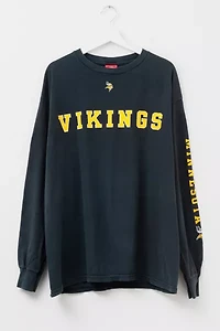 Vintage Y2K Minnesota Vikings NFL Black Graphic Long Sleeve T-Shirt