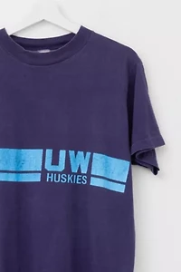 Vintage 1970s University of Washington Huskies Distressed Blue Cotton Graphic T-Shirt Made in USA