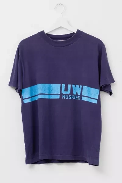Vintage 1970s University of Washington Huskies Distressed Blue Cotton Graphic T-Shirt Made in USA