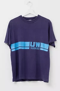 Vintage 1970s University of Washington Huskies Distressed Blue Cotton Graphic T-Shirt Made in USA