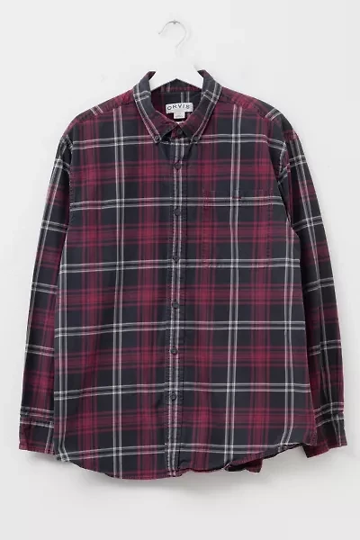 Vintage 1990s Orvis Black Red Plaid Cotton Button Up Shirt