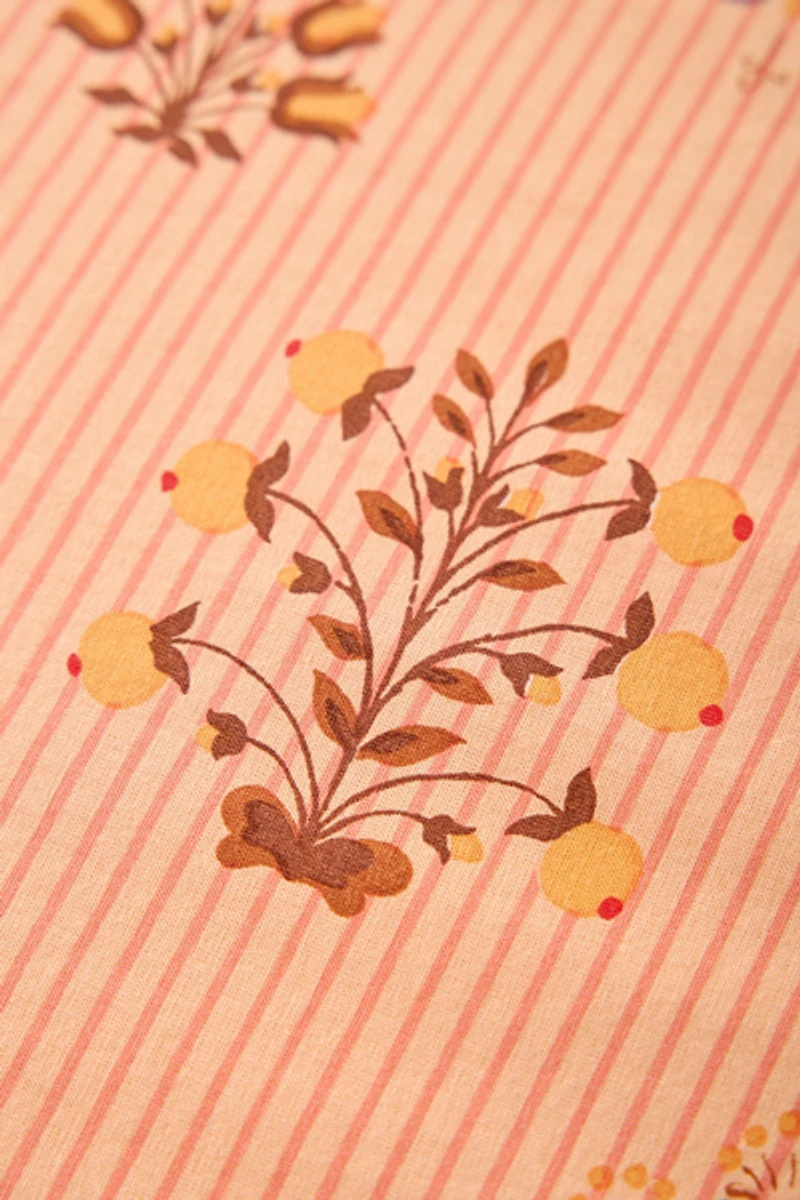 Aria Woodblock Floral Patterned Duvet Cover Set