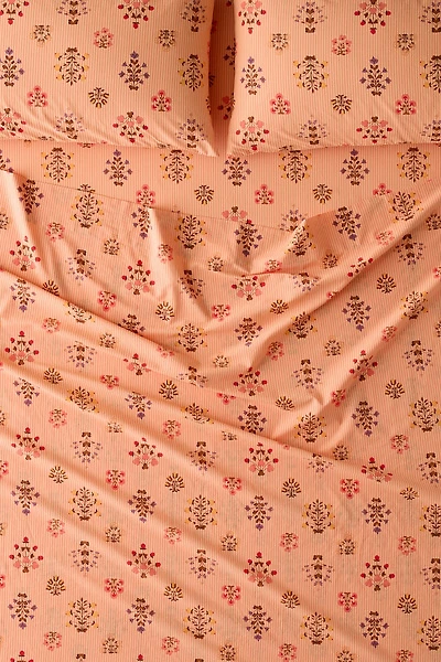 Aria Woodblock Floral Patterned Sheet Set