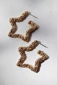 Carolina Textured Metal Star Hoop Earring