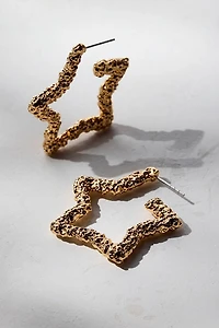 Carolina Textured Metal Star Hoop Earring
