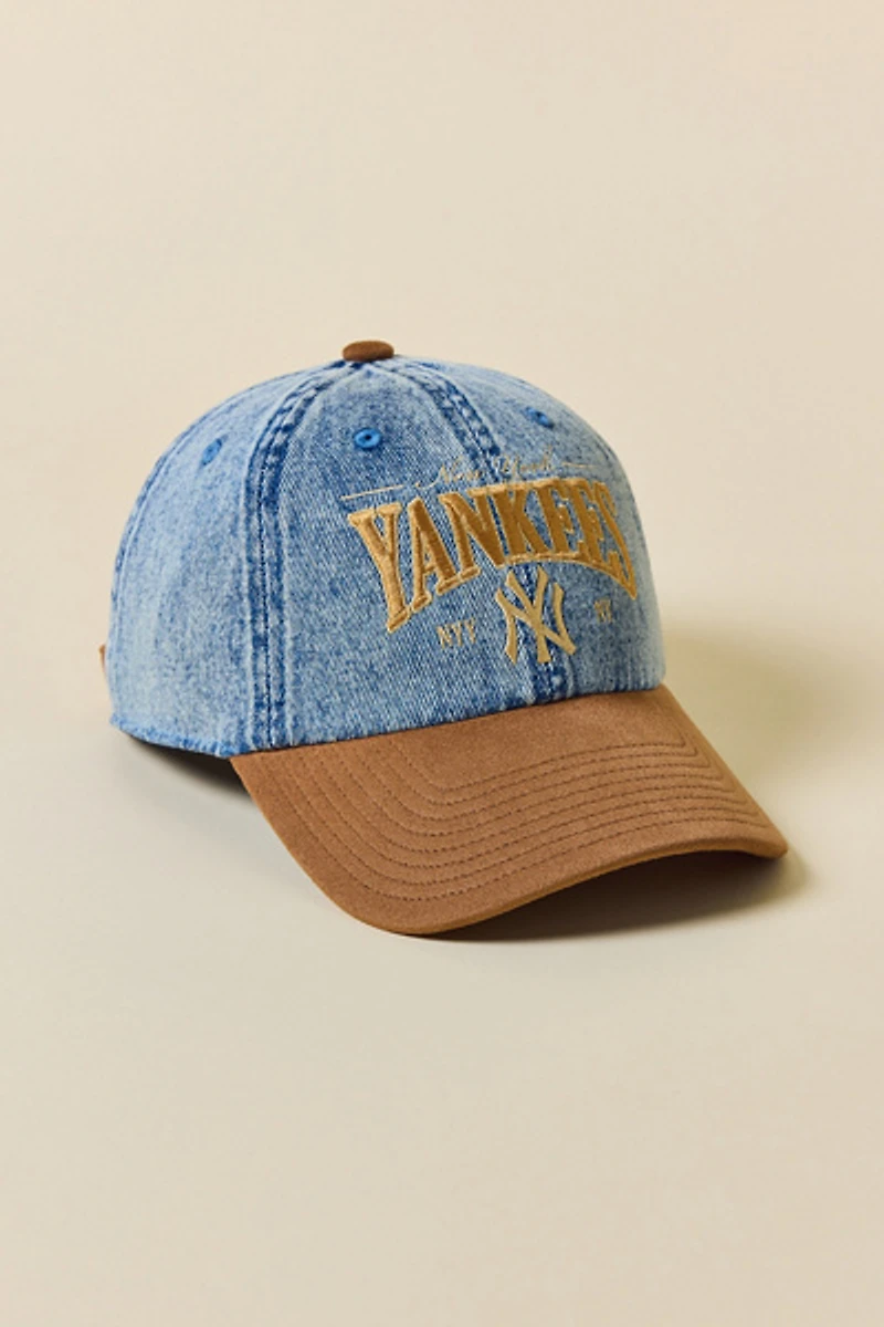 Mitchell & Ness MLB New York Yankees Denim & Faux Suede Dad Hat